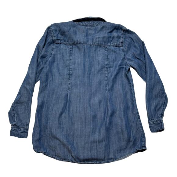J.JILL DENIM Soft Lyocell Chambray Button Up Shirt Size XS Petite Blue Collared - Picture 5 of 11